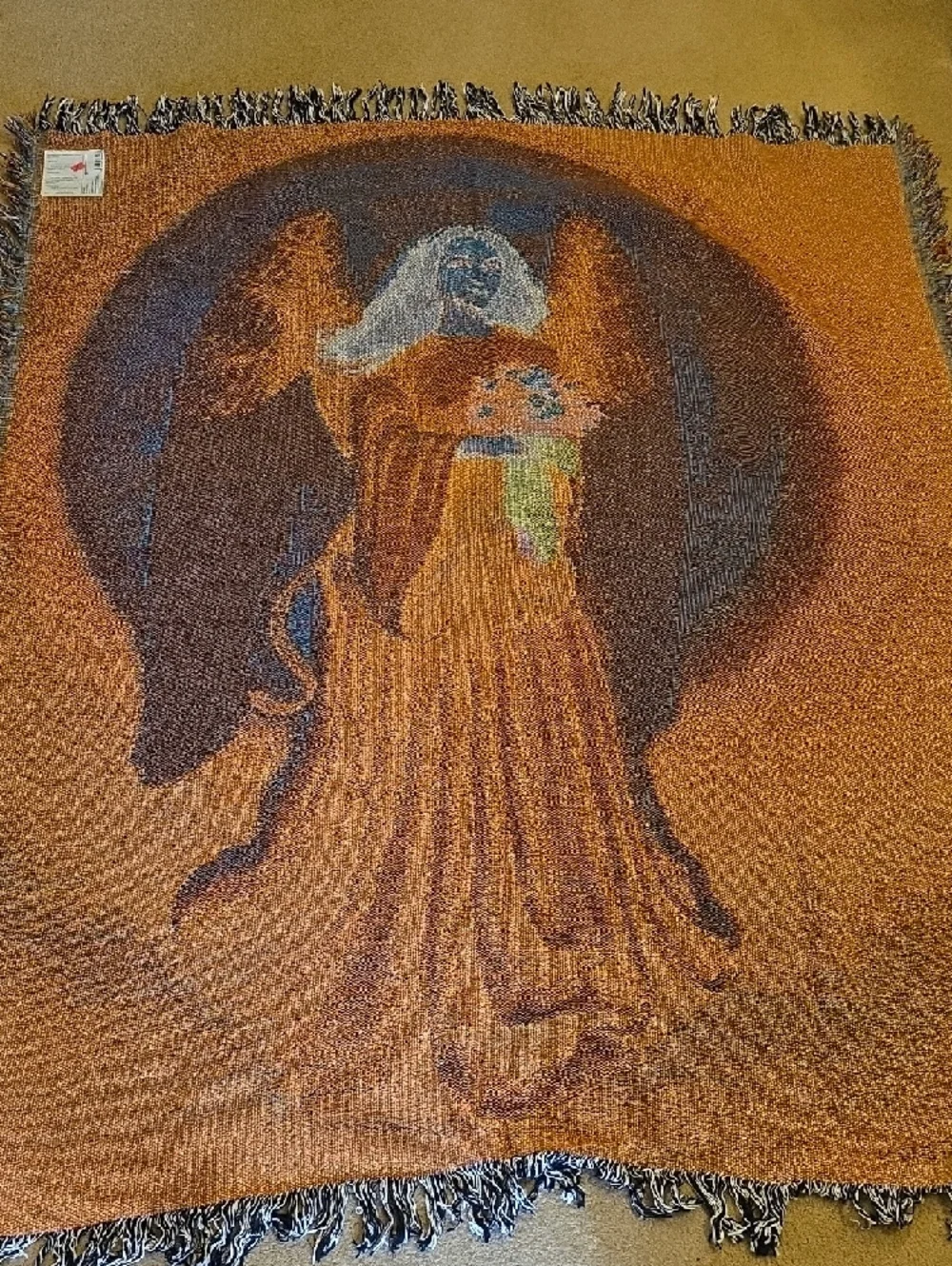 Moon Angel Tapestry Throw New Blue White Brown